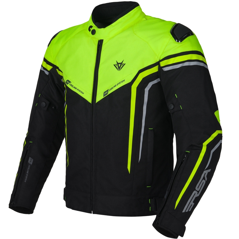 Giacca da moto RSA Compact 2 EVO nero-grigio-giallo fluo