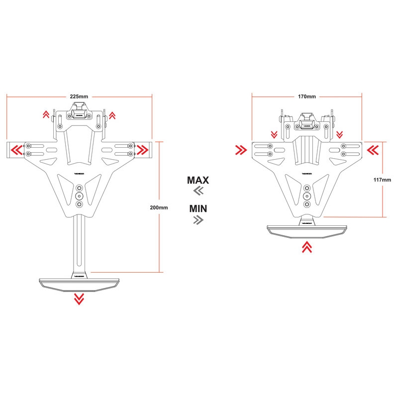 Portatarga con illuminazione Highsider Akron RS PRO Ducati 2 nero