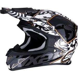 Casco da motocross Scorpion VX-21 Air Gnarly bianco e nero