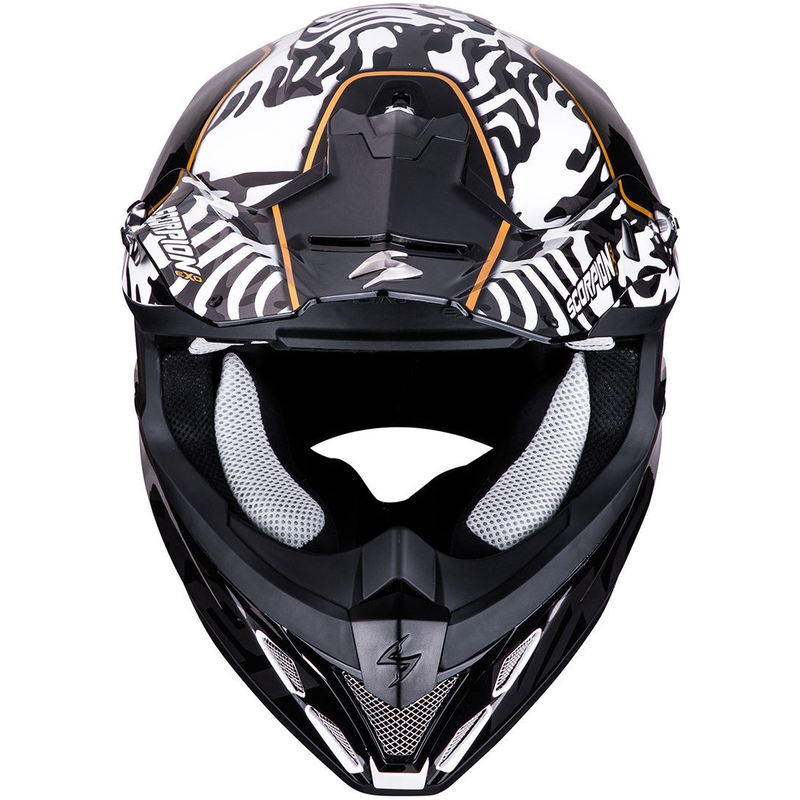 Casco da motocross Scorpion VX-21 Air Gnarly bianco e nero