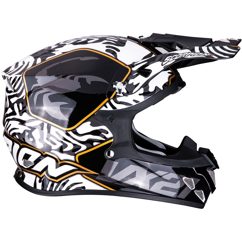 Casco da motocross Scorpion VX-21 Air Gnarly bianco e nero