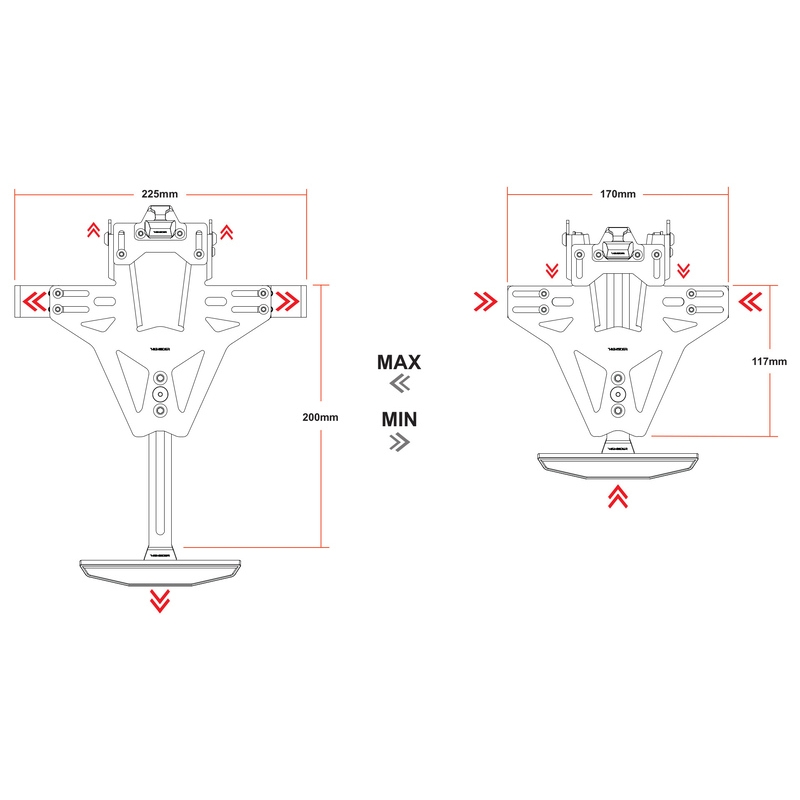 Portatarga con illuminazione Highsider Akron RS PRO Yamaha YZF-R6 nero