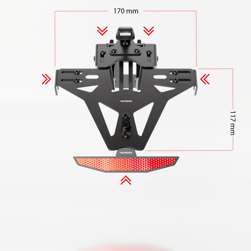 Portatarga con illuminazione Highsider Akron RS PRO Yamaha MT-125 nero