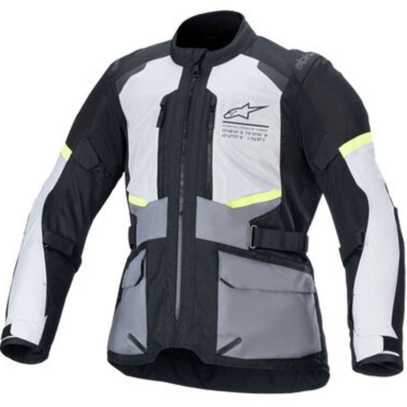 Giacca da moto Alpinestars Andes Air Drystar grigio chiaro-grigio scuro-nero-giallo fluo