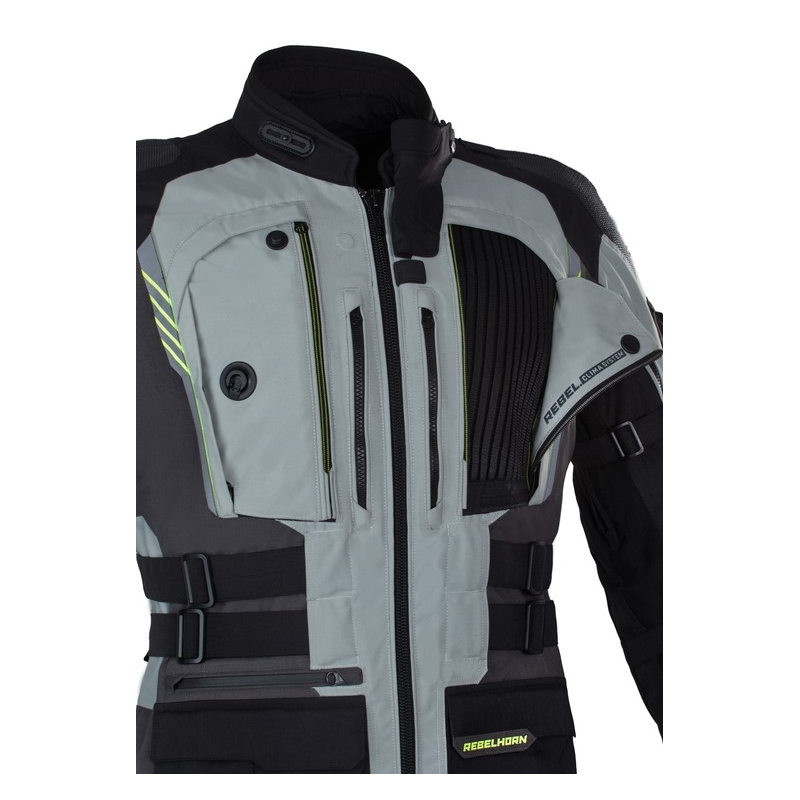 Giacca da moto Rebelhorn Patrol grigio-nero-giallo fluo Saldi