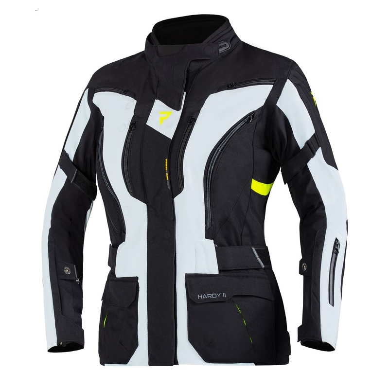 Giacca moto Rebelhorn Hardy II Donna Grigio-Nero-Giallo Fluo