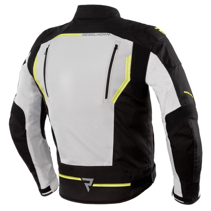 Giacca da moto Rebelhorn Borg nero-grigio-giallo fluo