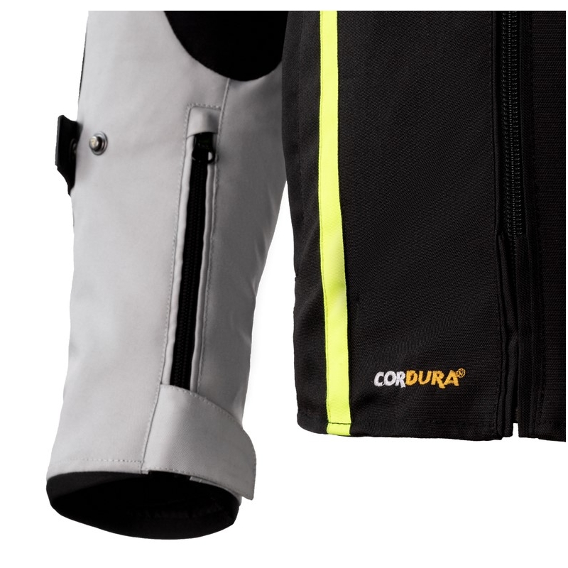 Giacca da moto Rebelhorn Borg nero-grigio-giallo fluo