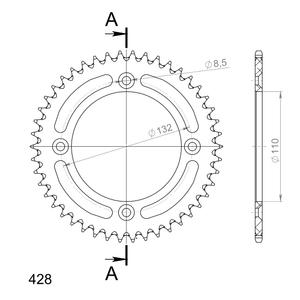 Hliníková řetězová rozeta SUPERSPROX černý 46 zubů, 428