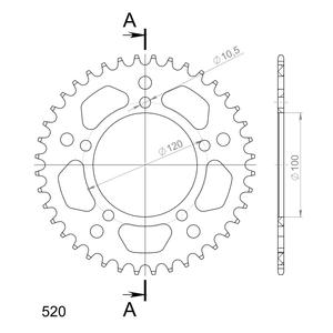 Hliníková řetězová rozeta SUPERSPROX černý 40 zubů, 520