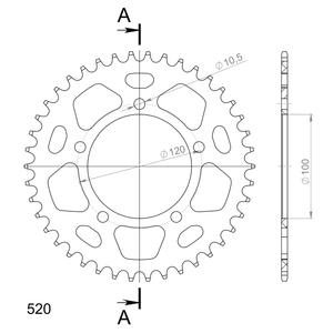 Hliníková řetězová rozeta SUPERSPROX černý 42 zubů, 520