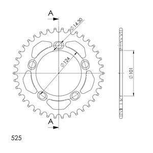 Hliníková řetězová rozeta SUPERSPROX černý 38 zubů, 525
