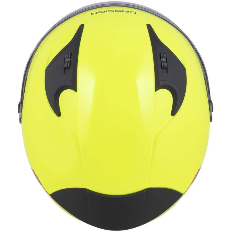 Casco da moto aperto Cassida Reflex 2.0 Safety giallo fluo-rosso-grigio-argento riflettente
