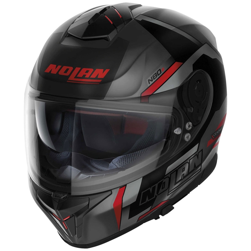 Casco integrale da moto Nolan N80-8 Wanted N-com nero opaco-rosso