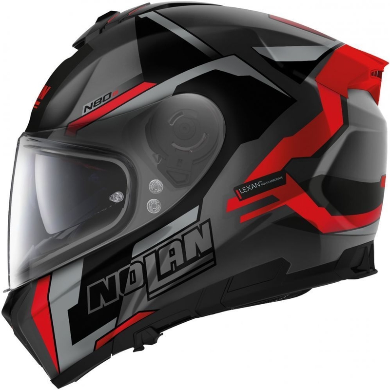 Casco integrale da moto Nolan N80-8 Wanted N-com nero opaco-rosso