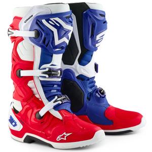 Stivali da moto Alpinestars Tech 10 Limited Edition FORTITUDE Bianco-Blu-Rosso