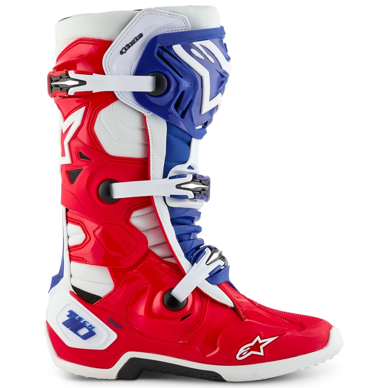 Stivali da moto Alpinestars Tech 10 Limited Edition FORTITUDE Bianco-Blu-Rosso