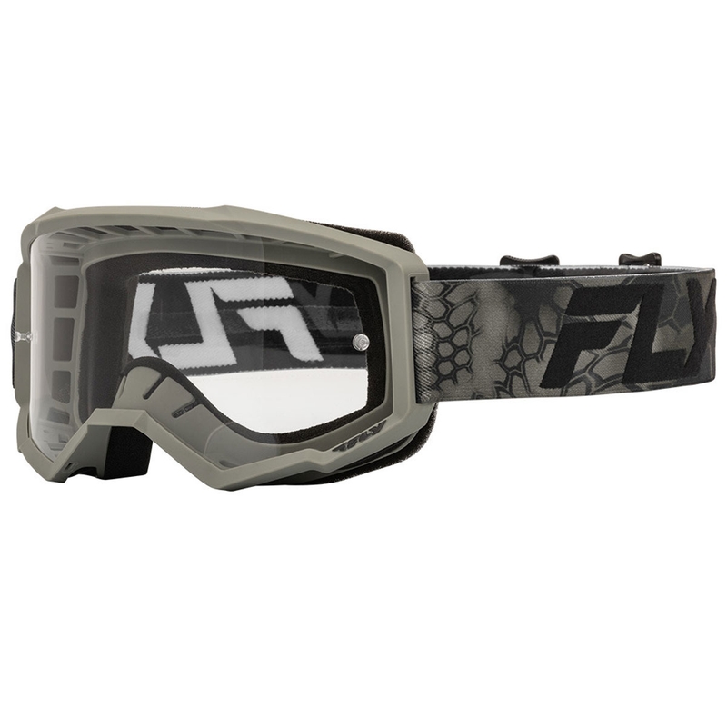 Occhiali da motocross Fly Racing Focus grigio-neri con plexiglass trasparente