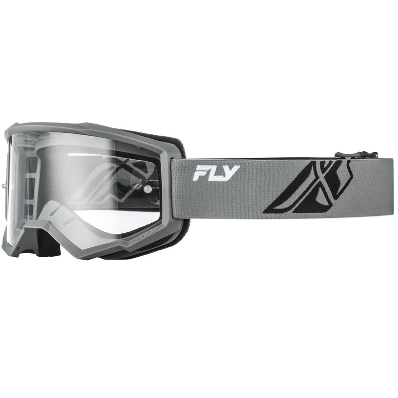 Occhiali da motocross Fly Racing Focus grigio-nero II con plexiglass trasparente