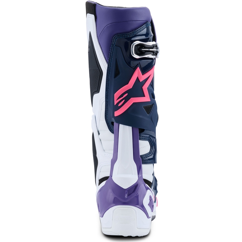 Stivali da moto Alpinestars Tech 10 bianco-viola-blu-rosa fluo