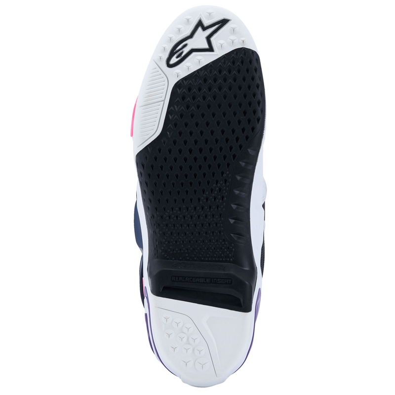 Stivali da moto Alpinestars Tech 10 bianco-viola-blu-rosa fluo