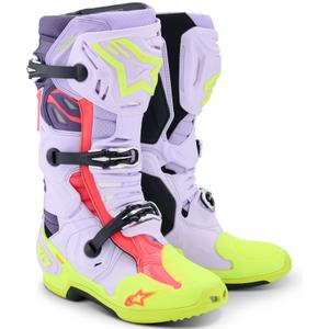 Stivali da moto Alpinestars Tech 10 Supervented Viola-Giallo Fluo-Rosa