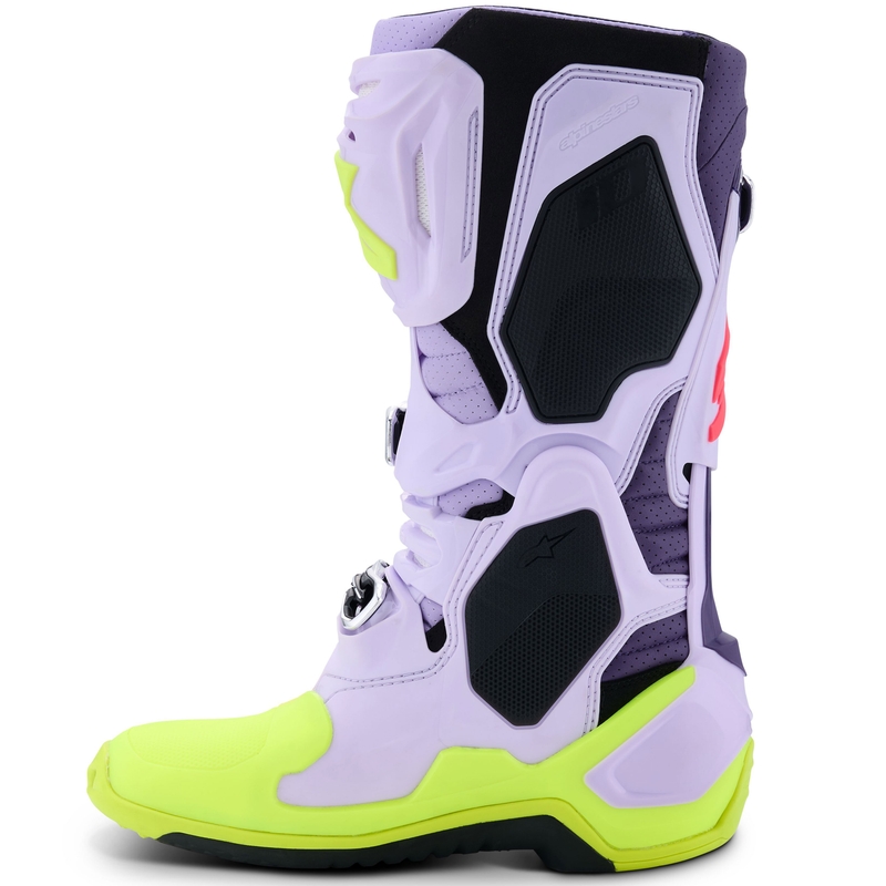 Stivali da moto Alpinestars Tech 10 Supervented Viola-Giallo Fluo-Rosa