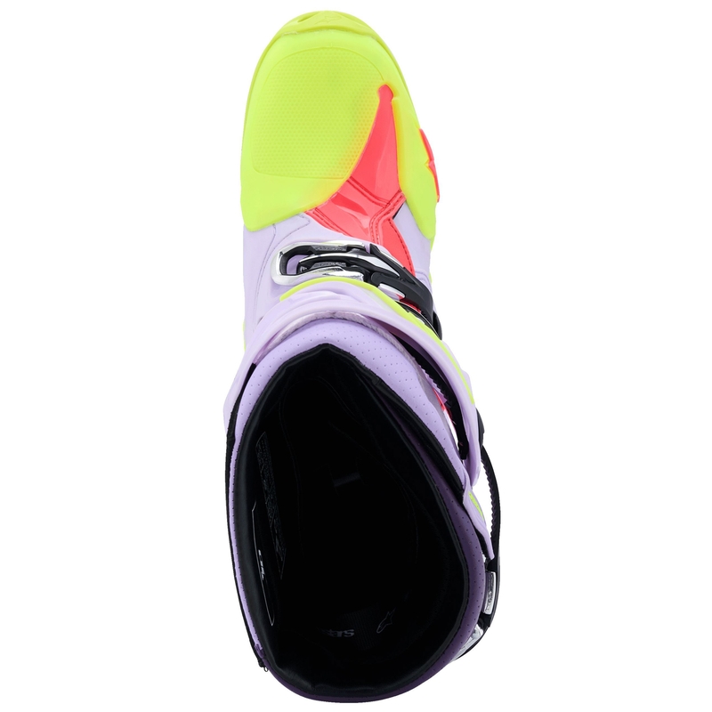 Stivali da moto Alpinestars Tech 10 Supervented Viola-Giallo Fluo-Rosa