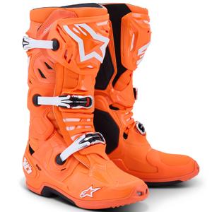 Stivali da moto Alpinestars Tech 10 Supervented arancio fluo-nero-bianco