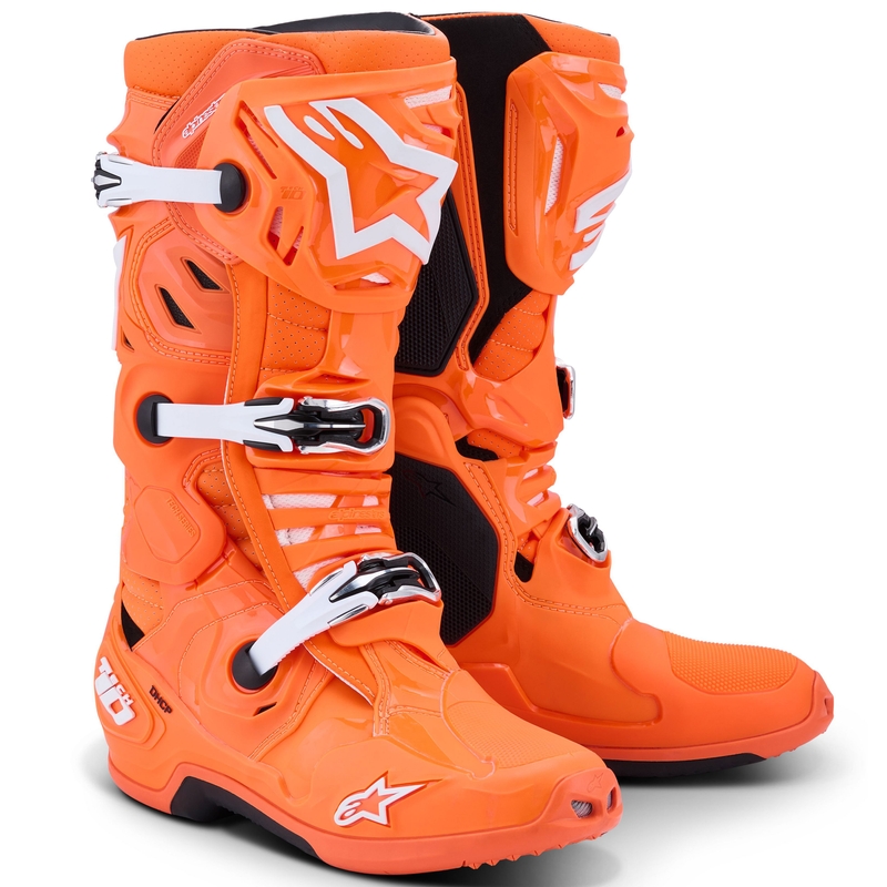 Stivali da moto Alpinestars Tech 10 Supervented arancio fluo-nero-bianco