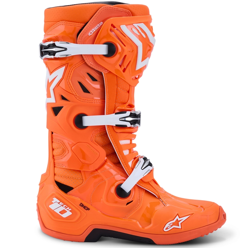Stivali da moto Alpinestars Tech 10 Supervented arancio fluo-nero-bianco