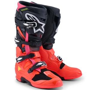 Stivali da moto Alpinestars Tech 7 nero-rosso fluo-rosa fluo