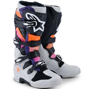 Stivali da moto Alpinestars Tech 7 nero-grigio chiaro-arancione fluo-sfumato