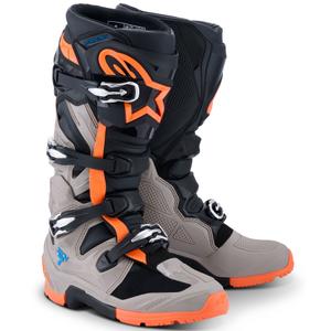 Stivali da moto Alpinestars Tech 7 Enduro Nero-Grigio scuro-Arancione fluo