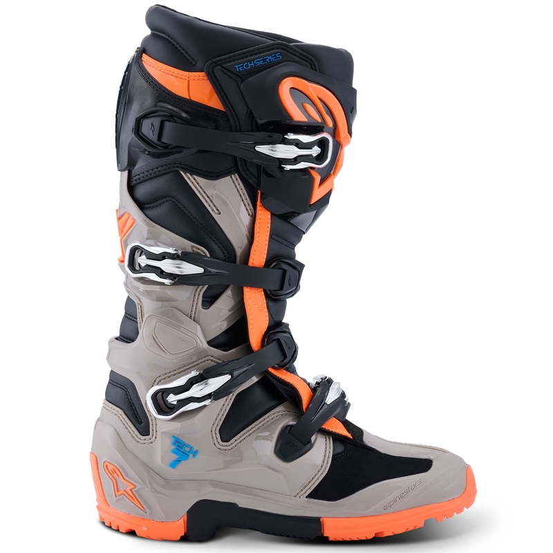 Stivali da moto Alpinestars Tech 7 Enduro Nero-Grigio scuro-Arancione fluo