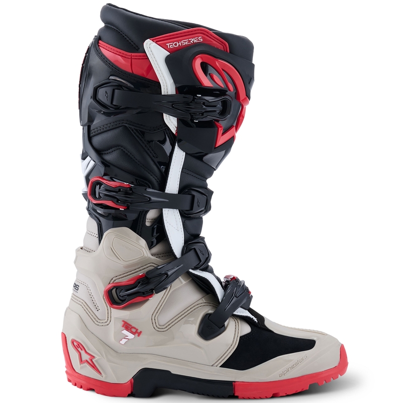 Stivali da moto Alpinestars Tech 7 Enduro Nero-Grigio chiaro-Rosso