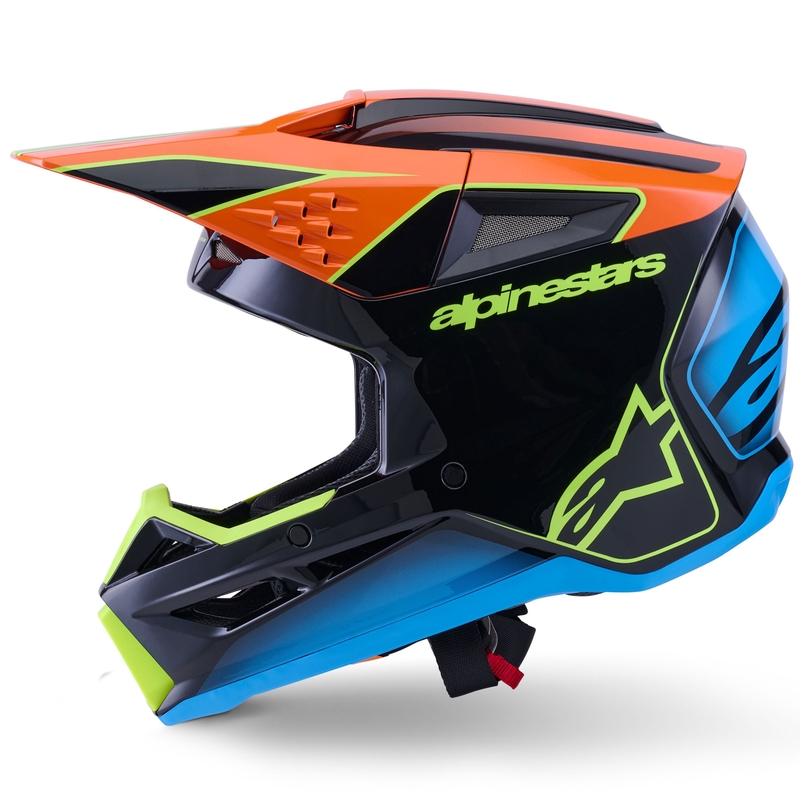 Casco da motocross Alpinestars S-M3 Fray nero-arancione fluo-giallo fluo-turchese