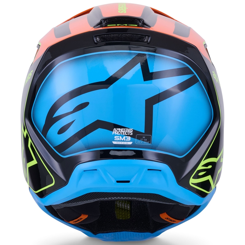 Casco da motocross Alpinestars S-M3 Fray nero-arancione fluo-giallo fluo-turchese