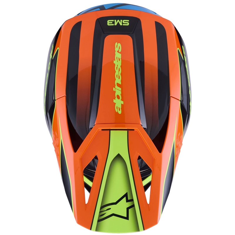 Casco da motocross Alpinestars S-M3 Fray nero-arancione fluo-giallo fluo-turchese