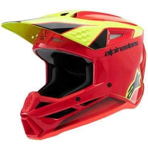 Casco da motocross Alpinestars S-M3 Fray rosso-giallo fluo-nero