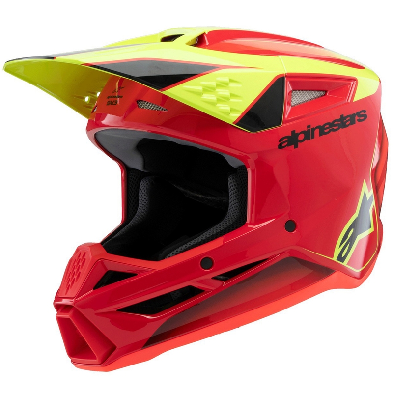 Casco da motocross Alpinestars S-M3 Fray rosso-giallo fluo-nero