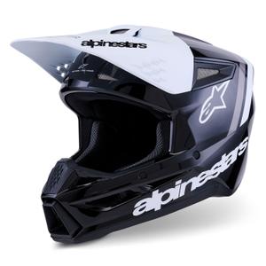Casco da motocross Alpinestars S-M3 Radium nero-bianco-grigio