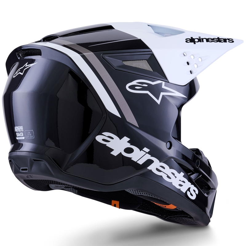 Casco da motocross Alpinestars S-M3 Radium nero-bianco-grigio