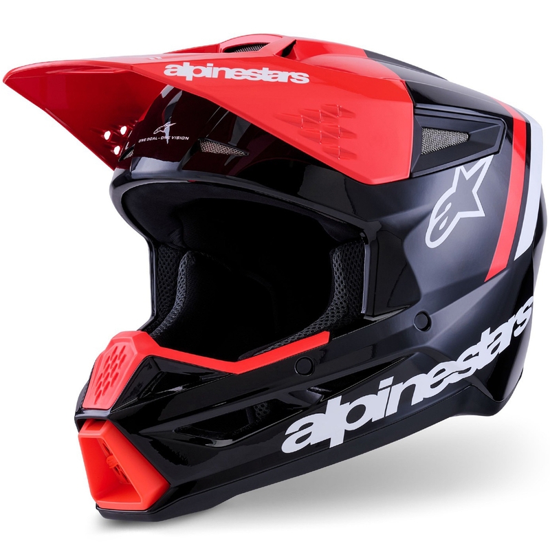 Casco da motocross Alpinestars S-M3 Radium nero-rosso fluo-bianco