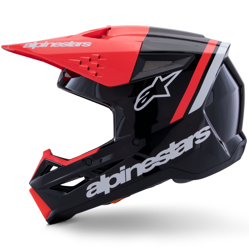 Casco da motocross Alpinestars S-M3 Radium nero-rosso fluo-bianco