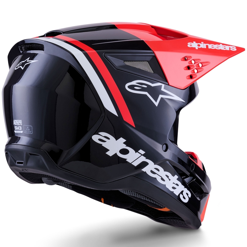 Casco da motocross Alpinestars S-M3 Radium nero-rosso fluo-bianco
