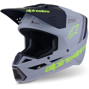 Casco da motocross Alpinestars S-M3 Radium grigio opaco-giallo fluo-nero