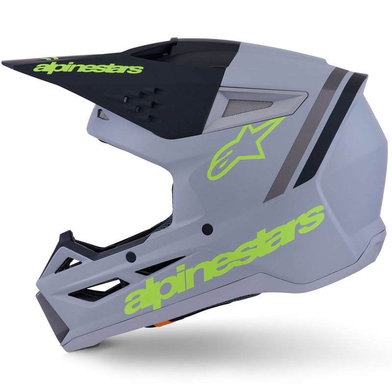 Casco da motocross Alpinestars S-M3 Radium grigio opaco-giallo fluo-nero