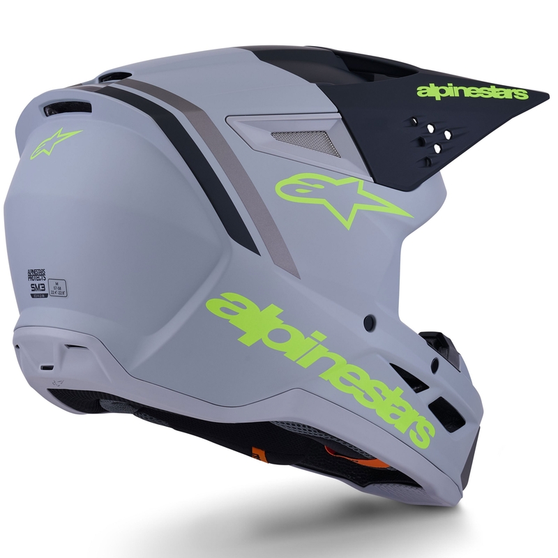 Casco da motocross Alpinestars S-M3 Radium grigio opaco-giallo fluo-nero