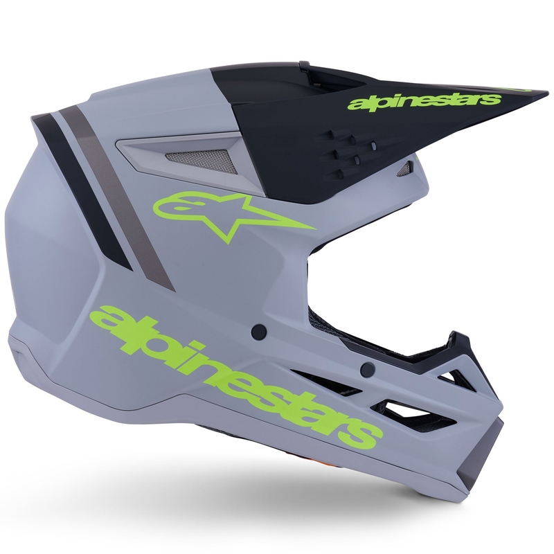 Casco da motocross Alpinestars S-M3 Radium grigio opaco-giallo fluo-nero
